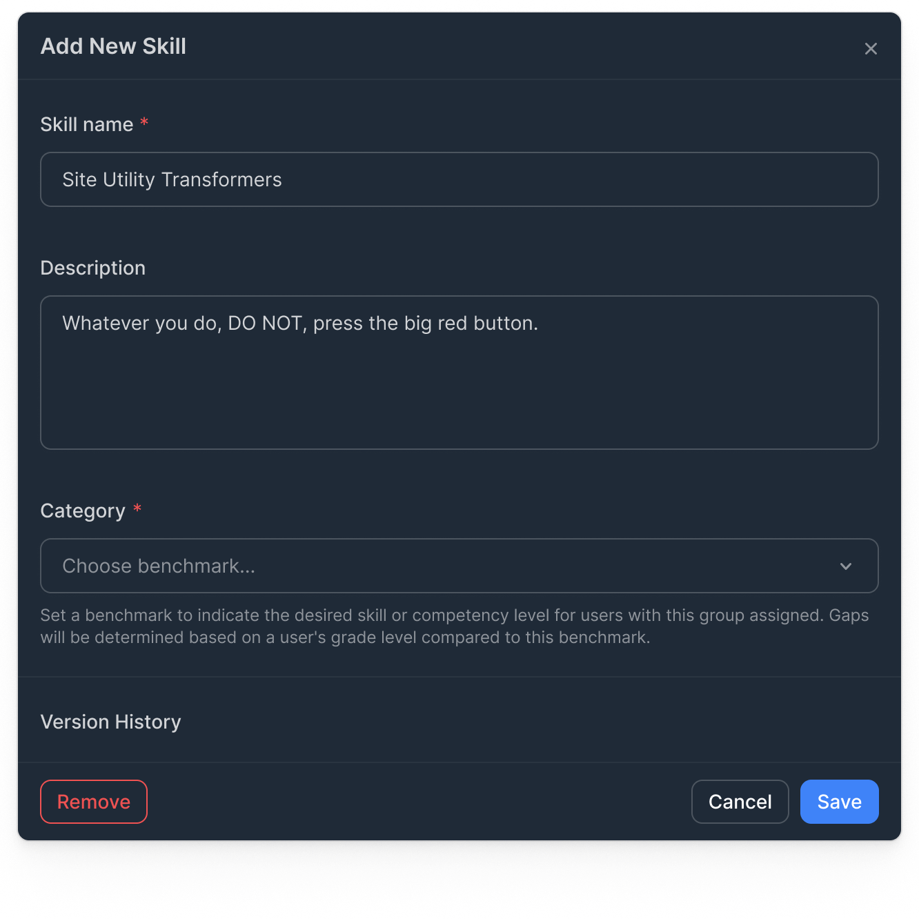 Employee skill requests built in